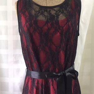 Blu Sage Red and Black Lace Dress